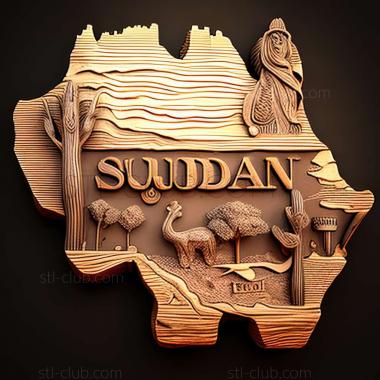 3D модель Южный Судан См. список Южного Судана (STL)